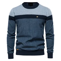 Mens Sweaters AIOPESON Spliced Cotton Sweater Men Casual Oneck High Quality Pullover Knitted Male Winter Brand 230829