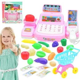 Kitchens Play Food Miniature Cash Register Pretend Set For Kids Fun Supermarket Simulated Calculation Checkout Toy Educational Learning Toys 230828