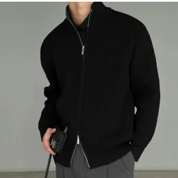 Men's Sweaters margiela style spring and fall pullover turtleneck wool jacket men mm6 knitted sweater women unisex zipper cardigan 230828