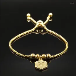 Link Bracelets 2023 Stainless Steel The Letter M Geometry Charm Bracelet Bead Women Jewelry Pulsera Acero Inoxidable Mujer BHXS05