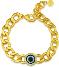 Love Bear Cuban Link Chain Armband med Evil Eye Charm 5A Cubic Zirconia och 18K Real Gold Filled utsökta smycken för män och kvinnor