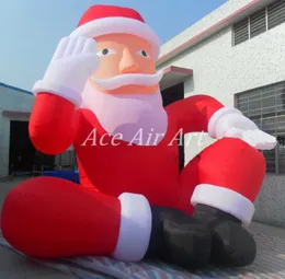 wholesale Alta qualità 5 mH 16,5 piedi H con ventilatore Gigante alto seduto a terra Babbo Natale gonfiabile per decorazione o pubblicità in negozio