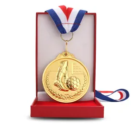 Decorative Objects Figurines Gold Silver Bronze Medals School Sports Football Volleyball Competition Games Prize Trophy Commemorative Medal soccer 230828