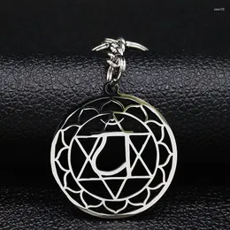 Keychains Religious Match Yoga Flower Of Life Stainless Steel Key Chain Women Silver Color Keyring Jewelry Gargantilla K77702BS07