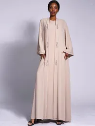 Etniska kläder Ramadan Eid 2 bit muslim sätter lång abaya mantel kimono femme musulmane bönkläder för kvinnor islam kalkon ensembler