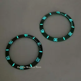 Andra klockor 38mm Super Blue Luminous Watch Bezel Insert Black Green/Ceramic Bezel Ring Insert Watch Parts Passar för 40mm klockor 230829