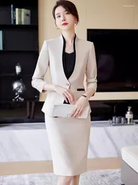 Two Piece Dress High Quality Fabric Formal Women Business Suits With Skirt And Jackets Coat Professional Blazers Feminino OL Styles For