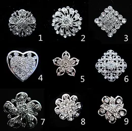 Gümüş ton küçük çiçek ucuz broş net rhinestone kristal diamante parti balo pimleri