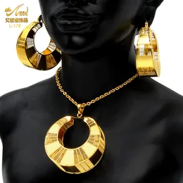 Braccialetti con ciondoli ANIID Collana di gioielli in oro africano Set Ciondolo di moda placcato Gioielli Geometria Collana Orecchini per regali di festa di fidanzamento 230828