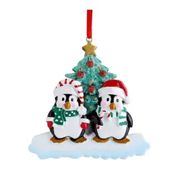 Decorações de Natal Família Pinguim Ornamento Resina Personalizado Home Xmas Árvore Decoração Decoração Decoração Drop Delivery Jardim Festivo Par Dhkwq