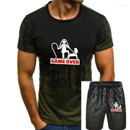 Herren Trainingsanzüge T-Shirt Uomo Game Over Addio Al Celibato Divertente Sposo Amici Festa Nera