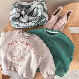 Hoodies Sweatshirts 3664C Children Clothes Fleece Sweater 2022 Autumn and Winter New Simple All Match Girl's Sweater Casual Boy's Fleece Pullover L0829