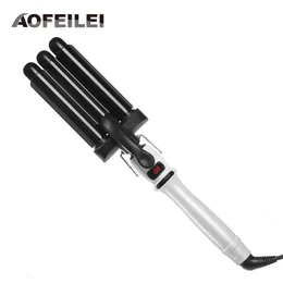Curling Irons Electric Hair Comb Iron Waver Roller Wand 110220v Perm Ceramic Triple Barrels Deep Curler Wave Curly Styling Tools 230828