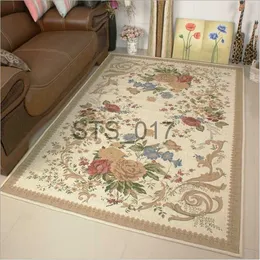 Mattor Europa pastorala mattor för vardagsrumshus i hemmet Jacquard Area Rugs Bedroom Study Floor Mat Big Floral Carpet X0829