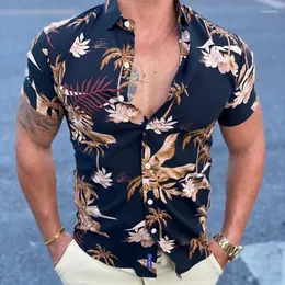 Camicie casual da uomo Estate Uomo Vintage Palmeiras Stampa Camicia Moda Lusso Manica corta Hawaii Per uomo Blusas Camisa Masculina