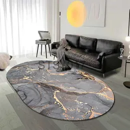 Carpets Modern Light Luxury Gold Oval Rugs for Bedroom Home Decor Sofa Floor Mat Large Area Carpet in Living Room Cloakroom Lounge Rug x0829