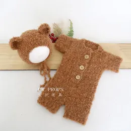 Abiti vintage orsacchiotto orsacchiotto a maglia per neonati per bambina abbigliamento vestito abito di vestiti oggetti di scena per infantili fuzzy angora