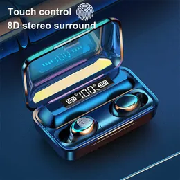 2023 F9 Upgrade TWS Bluetooth Earphones Wireless hörlurar 9D Stereo Sports Vattentäta öronsnäckor med mikrofon HKD230828 HKD230828