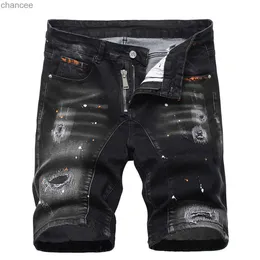 Männer Graffiti Ripped Kurze Jeans 2023 Sommer Neue Mode Beiläufige Dünne Große Loch Retro Stil Denim Shorts Männliche Marke kleidung HKD230829