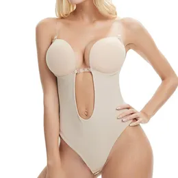 Talia brzucha shaper niewidoczna bieliznę do sukienki bez pleców głębokie w szyku v dekolt u bodysiut Shapewear przezroczysty BRASTRAPS płynne gorset stanik 230828