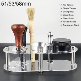 TAMPERS 17PCS 51mm5m5mmm Kahve Kurcalama Stand Mat Kauçuk Köşe Tutucu Araçları Espresso Portafilter Ascesorios 230829