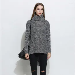 Kvinnors tröjor aecu turtleneck tröja långärmad vinter drag femme hiver casual lös kintad pullover stickkläder hoppare för kvinnor