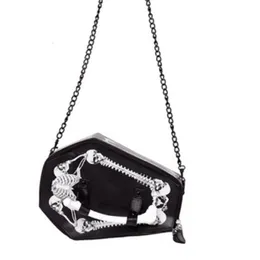 Evening Bag's Leather Y2K Dark Halloween Skull Bat Fashion Dazzle Cool Shoulder Clutch Bag 230828