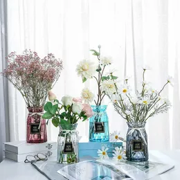 Vases Home Decoration Glass Colored Transparent Lily Rich Bamboo Hydroponic Vase Living Room Flower Arrangement LB100612 230829