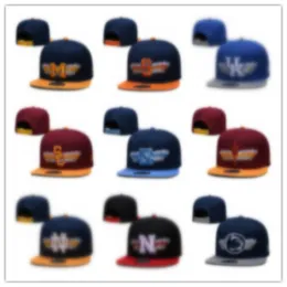 2023 All Team Fan's NCAA USA College College Baseball Hat Mix Mix Mix Colors أحادية اللون الأرجواني الأزرق الأحمر المسطح الفاتورة Ball Snapback Caps Bone Chapeau