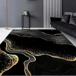 Carpets Black And Gold Carpet For Living Room Nordic Luxury Large Modern Carpet Hallway Kitchen Home Decoration Rugs Non-Slip Door Mat x0829