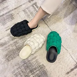 Slippers Koovan Women's Soft Sponge Sandals For Summer 2023 Thick Soles Woven Bread Women Wear Outside