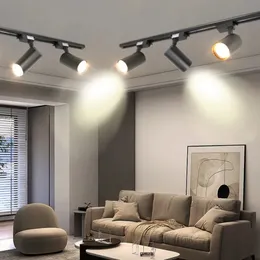 Luz de pista led luzes do ponto teto cob conjunto completo ferroviário luminária para decoração casa loja roupas holofotes lâmpada do teto