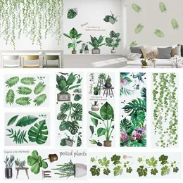 Wall Stickers Removable Tropical Leaves Flowers Home Living Room Decorative Green Plants DIY Sticker Wallpaper Supplies 7 230829