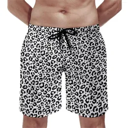 Mäns shorts Animal Board Classic Mannes Beach Pants Black and White Leopard Print Leisure Swim Trunks Stor storlek