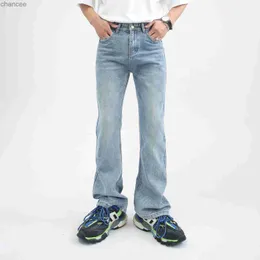 Herrens raka jeans visar benlångt flerfärgade jeans koreanska version alla matchar brett ben street campus casual comfort s-xl hkd230829