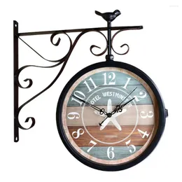 Zegary ścienne podwójna średnica zegara 30 cm American Retro Iron Art Montowane na ścianie cyfry arabskie do ogrodu na dziedzińcu na świeżym powietrzu