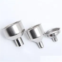 Outras cozinhas Bar de jantar Ferramentas de cozinha Pequeno funil para a maioria dos frascos de quadril Flask Pote de vinho Boca larga Funis de aço inoxidável Lt304 Dro Dh3Oj