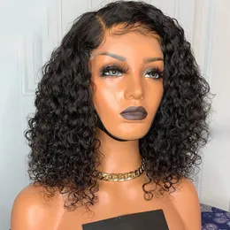 Short Bob Deep Curly Lace Front Human Hair Wigs Transparent Lace Frontal Wig Brazilian Deep Wave 4x4 Lace Closure Wig