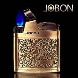 Jobon New Retro Bronze Carved Lighter Press Ejection Metal Windproof No Gas Men 's Cigar 흡연 가제트 8fzx