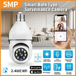 5MP E27 Ampul Kamera Wifi Kapalı Video Gözetim Ev Güvenlik IP Monitör Kızılötesi Gece Görüşü HD 1080P V380 Ağ Webcam HKD230825 HKD230828 HKD230828