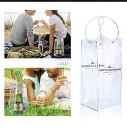 Moet ChandonIce Wine Bags PVC Transparent Cooler Clear Pouch Ice Bucket Wine Champagne Bottle ChillerWithCarryHandleDrink Bottle HKD230828