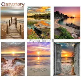 GATYZTORY Frame Sandy Beach Paint By Numbers For Adults Kids Handpainted Landscape Oil Painting Canvas Drawing DIY Gift Home Wal HKD230829