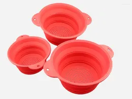 Cestelli portaoggetti Colino in silicone a rete pieghevole Cestello di scarico creativo Strumenti per colino da cucina Filtro per lavaggio frutta verdura