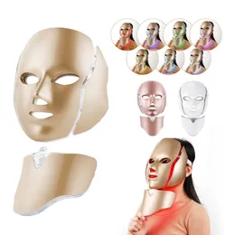 Face Massager Foreverlily 7 Colors Pon Beauty Mask Skin Rejuvenation LED Mask with Neck Anti-Acne Treatment SPA 230828