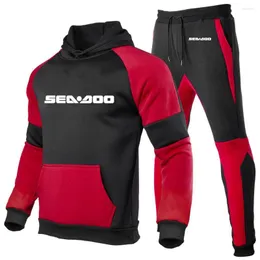 Men's Tracksuits Sea Doo Seadoo Moto 2023 Print Fashion Sports Solid Color Patchwork Long Sleeved Casual Sportswear Sweater Trousers Suit