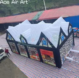 wholesale 10mL x 5mW x 5mH (33x16.5x16.5ft) Beautiful Inflatable Santa Cottage Tent House Giant Christmas Theme Decoration Santa's Grotto For Event