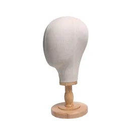 Hair Trimmer 22 '' Canvas Mannequin Manikin Hats Caps Display Cork Block Head Model Detachable Wood Stand 230828