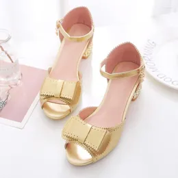 Sandals Big Size 9 10 11 12 High Heels Women Shoes Woman Summer Ladies Bow Fish Mouth One Word Buckle Water Drill
