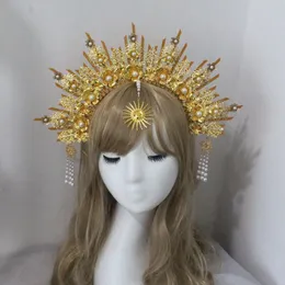 Punk Lolita Gothic KC Halo Crown Headpiece Baroque Spike Queen Anna Tiara Sun Goddess Devil Headband Halloween Hair Accessories