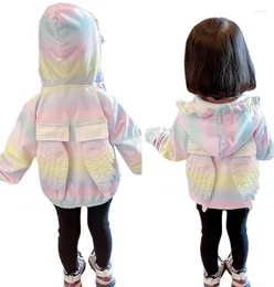 재킷 걸스 봄과 가을 코트 의류 의류 아이 패션 넥타이 염색 후드 재킷 날개를 가진 유아 아웃복 2-10y